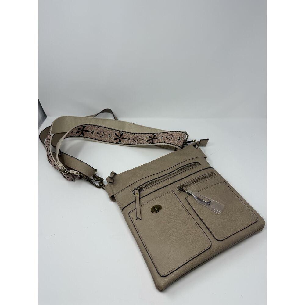 T-Shirt & Jeans Leather Crossbody w/ 2 Straps Light Brown One Size